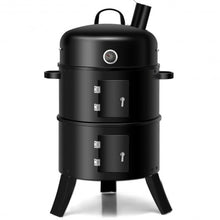 Load image into Gallery viewer, 3-in-1 Portable Round Charcoal Smoker BBQ Grill Built-in Thermometer