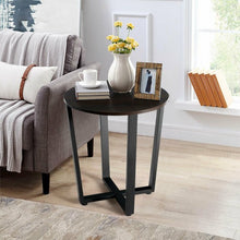 Load image into Gallery viewer, 2-tier Round End Table with Storage Shelf & Metal Frame-Walnut