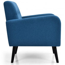 Load image into Gallery viewer, Modern Upholstered Comfy Accent Chair Single Sofa with Rubber Wood Legs-Navy