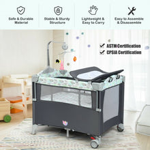 Load image into Gallery viewer, 5-in-1 Portable Baby Beside Sleeper Bassinet Crib Playard w/Diaper Changer-Gray