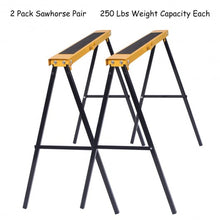 Load image into Gallery viewer, 2 Pack Heavy Duty Sawhorse with Steel Folding Legs
