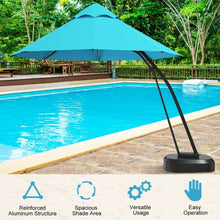 Load image into Gallery viewer, 11 Feet Outdoor Cantilever Hanging Umbrella with Base and Wheels-Turquoise