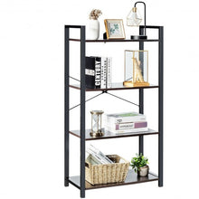 Load image into Gallery viewer, 4-Tier Rustic Bookshelf Industrial Bookcase Diaplay Shelf Storage Rack -Black