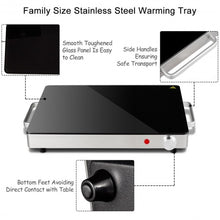 Load image into Gallery viewer, Stainless Steel Electric Warming Tray with Glass Top