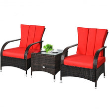 Load image into Gallery viewer, 3PCS Rattan Coffee Table Set Chair-Red