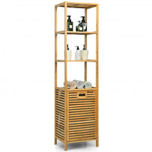 Load image into Gallery viewer, Bamboo Tower Hamper Organizer with 3-Tier Storage Shelves-Natural
