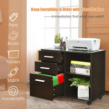 Load image into Gallery viewer, 3-Drawer Mobile Lateral File Cabinet Printer Stand-Espresso