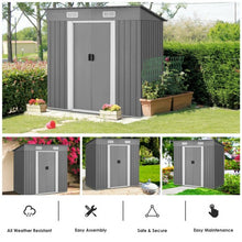 Load image into Gallery viewer, 4x6 ft Outdoor Galvanized Steel Tool Storage Shed with Sliding Door-Gray