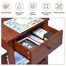 Load image into Gallery viewer, Night Stand End Side Table with Drawer and Storage Shelf