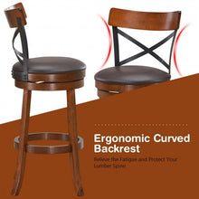 Load image into Gallery viewer, Set of 2 Bar Stools 360-Degree Swivel Dining Bar Chairs with Rubber Wood Legs-29.5 inch