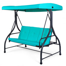 Load image into Gallery viewer, 3 Seats Converting Outdoor Swing Canopy Hammock w/Adjustable Tilt Canopy
