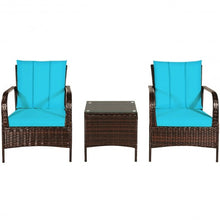 Load image into Gallery viewer, 3 PCS Patio Rattan Furniture Set-Turquoise