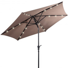 Load image into Gallery viewer, 9FT Patio Solar Umbrella LED Patio Market Steel Tilt W/ Crank Outdoor New-Tan