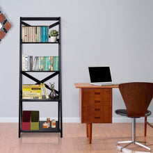 Load image into Gallery viewer, 4-Tier Leaning Free Standing Ladder Shelf Bookcase