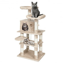 Load image into Gallery viewer, 55" Multi-Level Kitten Activity Tower with Hammock-Beige