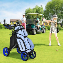 Load image into Gallery viewer, Lightweight Foldable Collapsible 4 Wheels Golf Push Cart-Blue