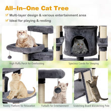 Load image into Gallery viewer, 67" Multi-Level Cat Tree with Cozy Perches Kittens Play House-Light Gray