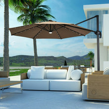 Load image into Gallery viewer, 10 Ft Patio Offset Cantilever Umbrella with Solar Lights-Coffee