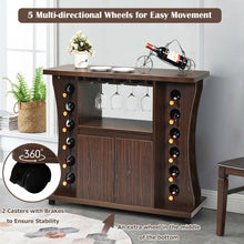 Load image into Gallery viewer, Rolling Buffet Sideboard Wooden Bar Storage Cabinet-Walnut