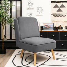 Load image into Gallery viewer, Velvet Accent Chair with Rubber Wood Legs for Living Room-Gray