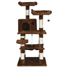 Load image into Gallery viewer, 55" Multi-Level Kitten Activity Tower with Hammock-Brown