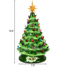 Load image into Gallery viewer, 15" Pre-Lit Hand-Painted Ceramic Christmas Tree-Green