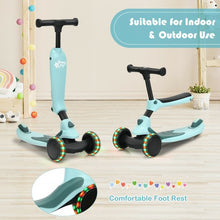 Load image into Gallery viewer, 2 in 1 Kids Kick Scooter with Flash Wheels for Girls Boys from 1.5 to 6 Years Old-Green