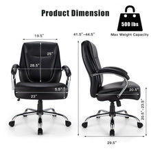 Load image into Gallery viewer, 500 Pounds Big and Tall High Back Adjustable Leather Office Chair Task Chair