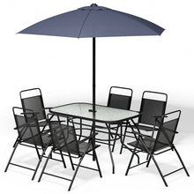 Load image into Gallery viewer, 8 pcs Outdoor Patio Square Folding Furniture Set with Umbrella