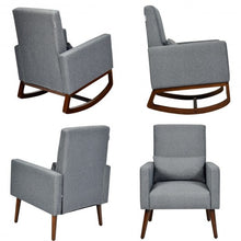 Load image into Gallery viewer, 2-in-1 Fabric Upholstered Rocking Chair with Pillow-Gray