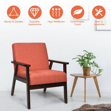Load image into Gallery viewer, Solid Rubber Wood Fabric Accent Armchair-Orange