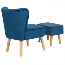 Load image into Gallery viewer, Leisure Chair and Ottoman Padded Velvet Tufted Sofa Set -Blue