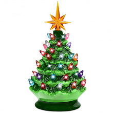 Load image into Gallery viewer, 9.5" Prelit Hand-Painted Ceramic Battery Powered Christmas Tree