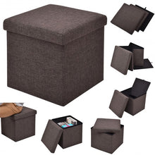 Load image into Gallery viewer, Folding Storage Square Footrest Ottoman-Brown
