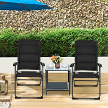 Load image into Gallery viewer, 2 Pcs Patio Back Adjustable Reclining Folding Chairs-Black