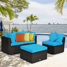 Load image into Gallery viewer, 4 Pcs Ottoman Garden Deck Patio Rattan Wicker Furniture Set Cushioned Sofa