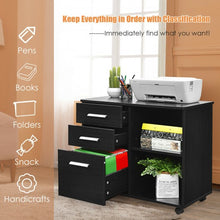 Load image into Gallery viewer, 3-Drawer Mobile Lateral File Cabinet Printer Stand-Black