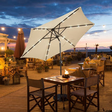Load image into Gallery viewer, 9' Solar LED Lighted Patio Market Umbrella Tilt Adjustment Crank Lift -Beige
