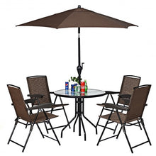 Load image into Gallery viewer, 4 pcs Folding Sling Chairs with Steel Armrest and Adjustable Back