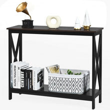 Load image into Gallery viewer, 2-Tier Console X-Design Sofa Side Accent Table-Wood Grain