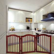 Load image into Gallery viewer, 3 Panels Folding Freestanding Wood Pet Dog Safety Gate-24"