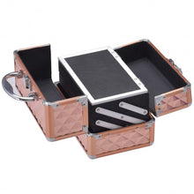 Load image into Gallery viewer, Beauty Cosmetic Makeup Case with Mirror & Extendable Trays-Golden
