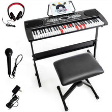 Load image into Gallery viewer, 61 Key Electronic Piano with Lighted Keys Stand Bench Headphone