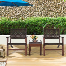 Load image into Gallery viewer, 3PCS Outdoor Wooden Patio Rattan Furniture Set
