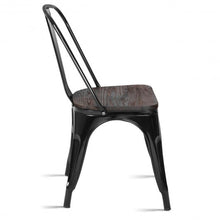 Load image into Gallery viewer, Set of 4 Stackable Tolix Style Metal Wood Dining Chair-Black