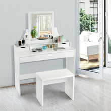 Load image into Gallery viewer, Vanity Wooden Makeup Dressing Table Stool Set with Mirror