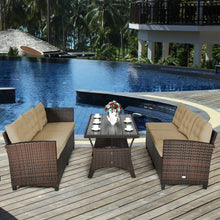 Load image into Gallery viewer, 3 Pcs Rattan Dining Set Patio Furniture Sofa with Cushions