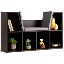 Load image into Gallery viewer, 6-Cubby Kid Storage Bookcase Cushioned Reading Nook-Brown