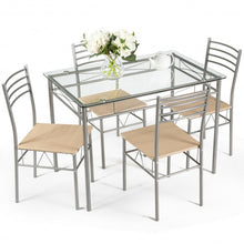 Load image into Gallery viewer, 5 pcs Dining Set Glass Table and 4 Chairs