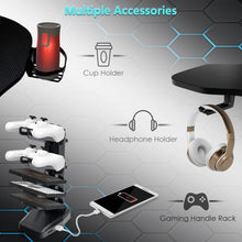 Load image into Gallery viewer, 63 inch Height Adjustable Gaming Desk with Mouse Pad and USB Gaming Handle Rack